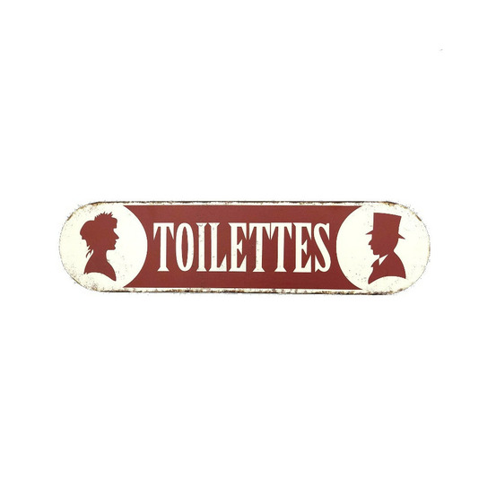 Plaque de porte décorative vintage de toilettes fer rouge 51x13cm