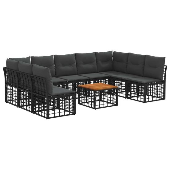 Ensemble de canapés d'extérieur 10 pc noir et gris foncé