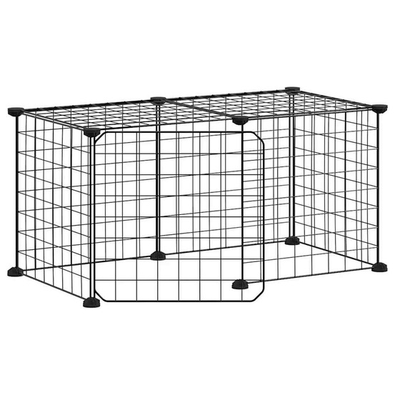 Cage animaux de compagnie à 8 panneaux et porte 35 x 35 cm noir