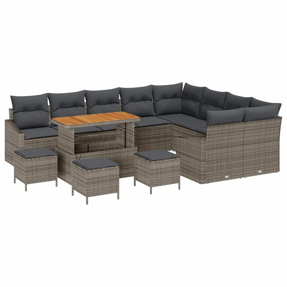 Ensemble de canapé de jardin 13 pc gris polyrotin