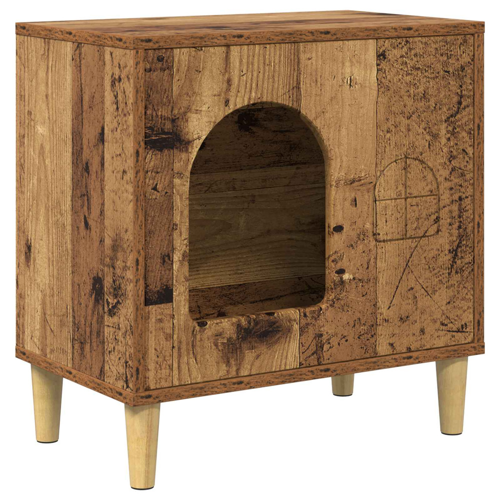 Maison pour chat bois ancien 51 x 30 x 52 cm bois d'ingénierie