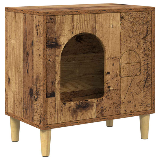 Maison pour chat bois ancien 51 x 30 x 52 cm bois d'ingénierie