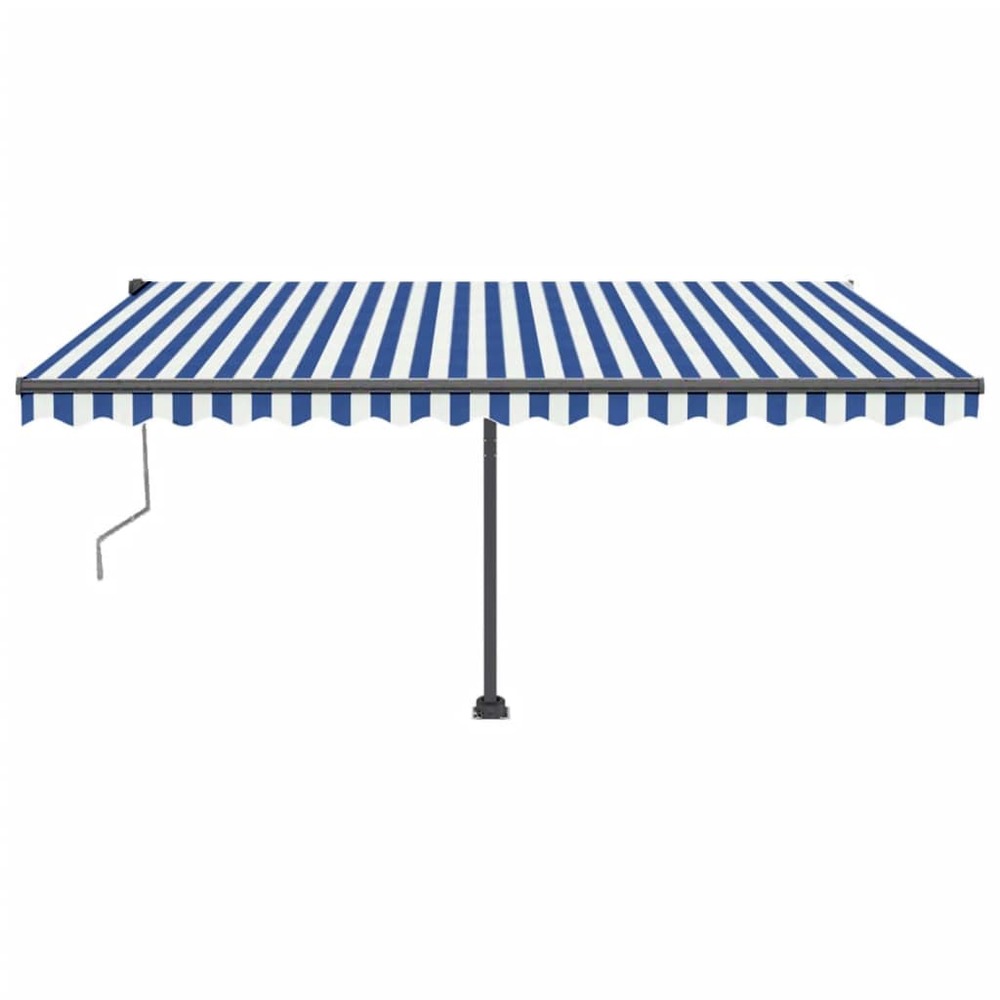 Auvent automatique capteur de vent/led 400x350 cm bleu et blanc