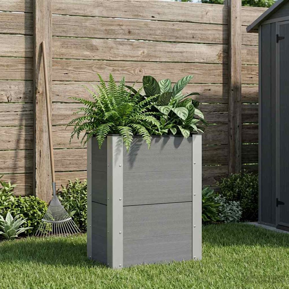 Petite jardinière haute wpc aluminium balcon plantation 50x72cm gris