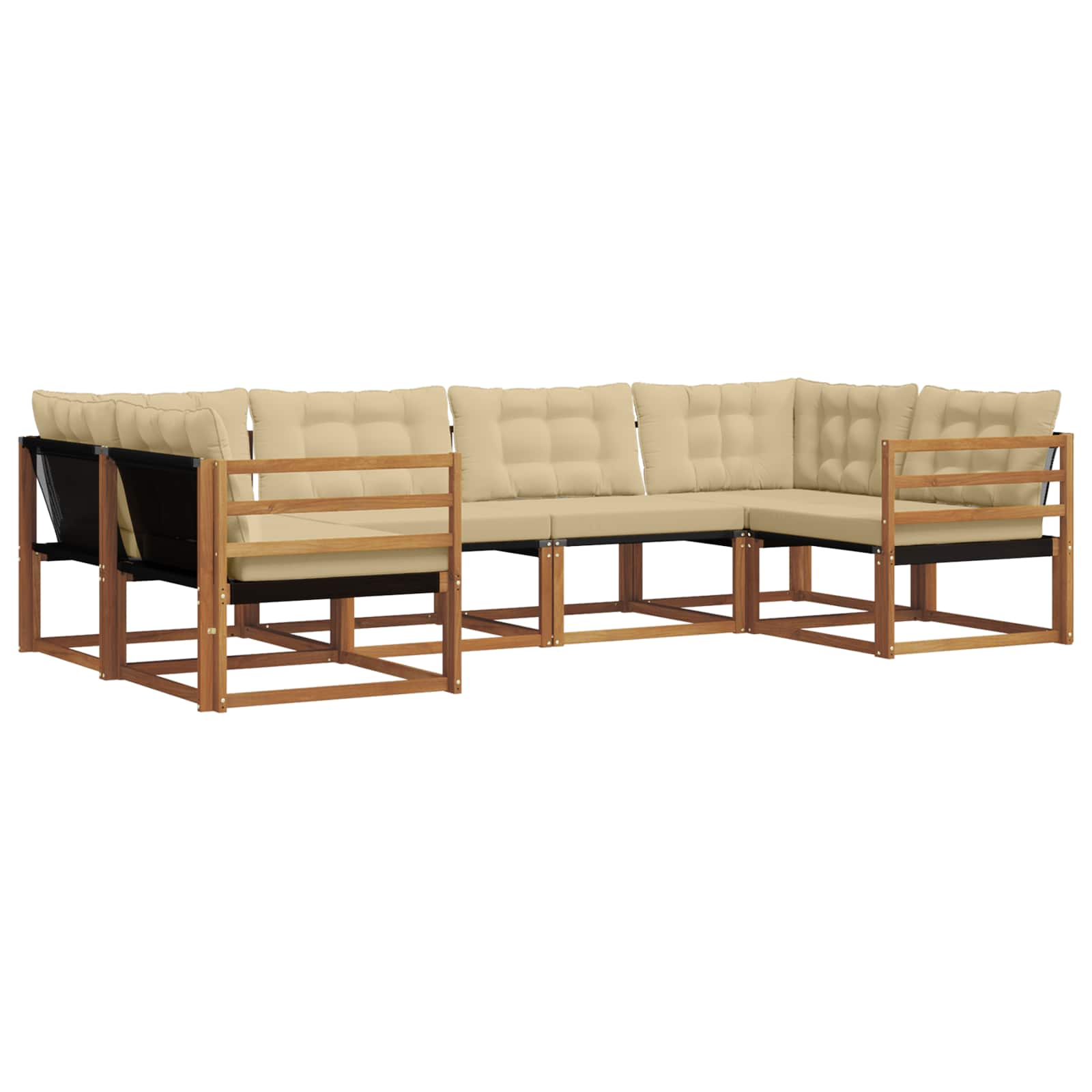 Ensemble de canapés d'extérieur 6 pcs naturel et beige