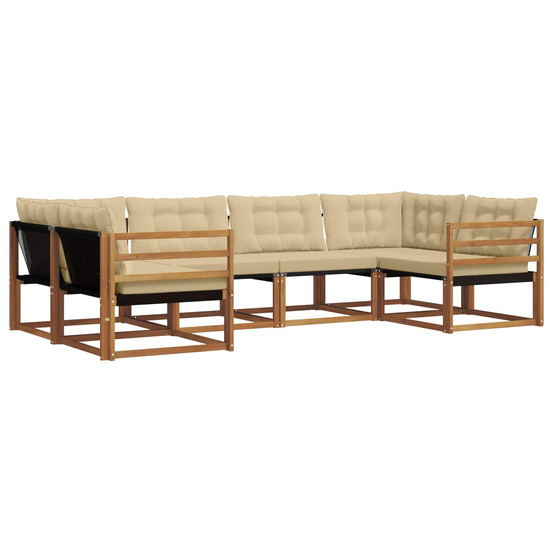 Ensemble de canapés d'extérieur 6 pcs naturel et beige