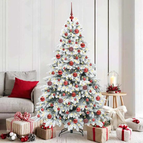 Grand sapin de noël 1.8m prêt à décorer, pack complet 300 led et 120 boules incluses