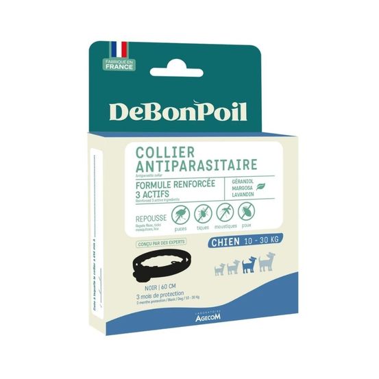 Collier antiparasitaire chien debonpoil jusqu'à 3 mois chien moyen