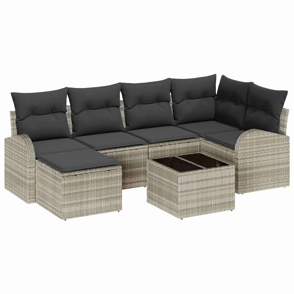 Ensemble de canapés 7 pc gris clair polyrotin