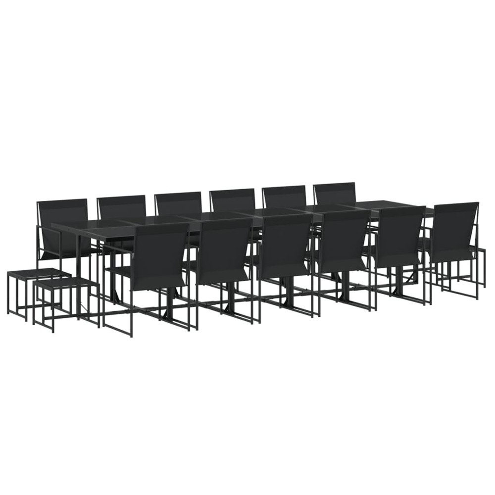 Ensemble à manger de jardin 17 pcs noir textilène