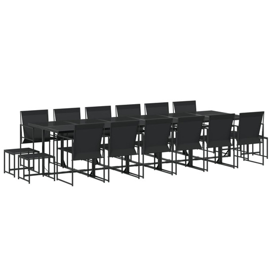 Ensemble à manger de jardin 17 pcs noir textilène