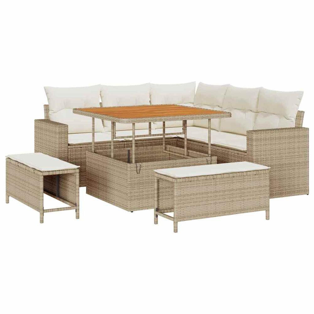 Ensemble de canapé de jardin 8 pc beige polyrotin