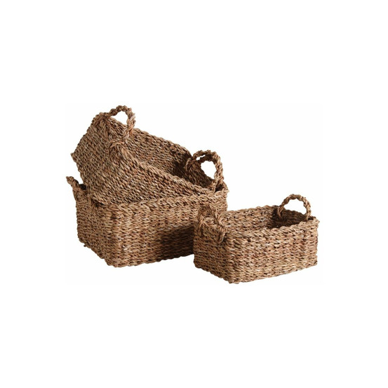 Corbeilles de rangement en jonc de mer tressé (lot de 3)