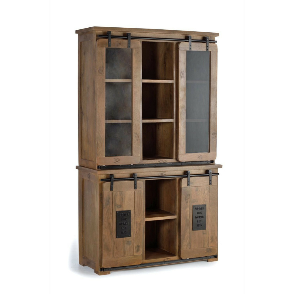 Vaisselier bois-fer marron - lalia décoration d'autrefois