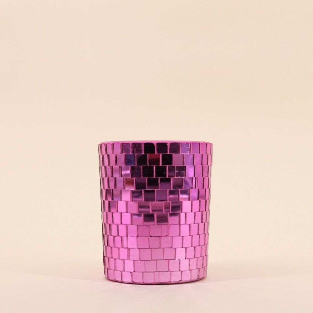 Bougie parfumée verre à facettes violettes miroir 510g