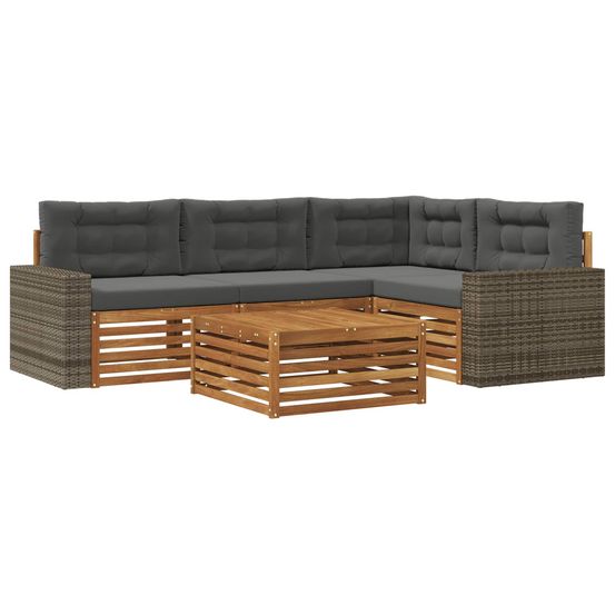 Ensemble de canapés d'extérieur 5 pc naturel et anthracite