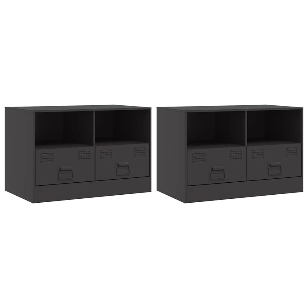 Meubles tv 2 pcs noir 67x39x44 cm acier