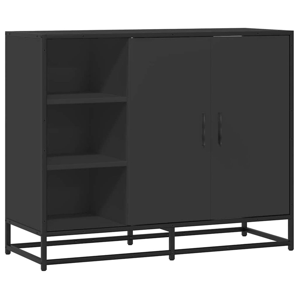 Buffet noir 92x35x76 cm bois d’ingénierie