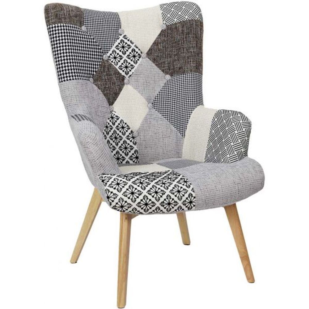 Fauteuil assise en tissu patchwork helsinki