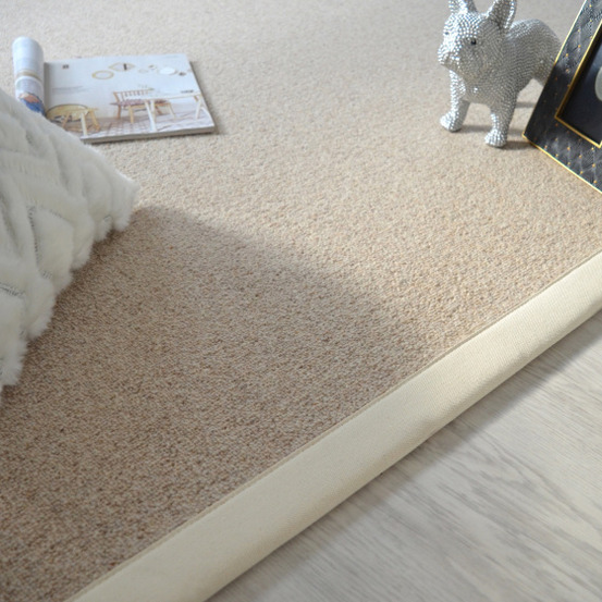 Tapis pure laine killoo grège - ganse coton écru - 200 x 290 cm