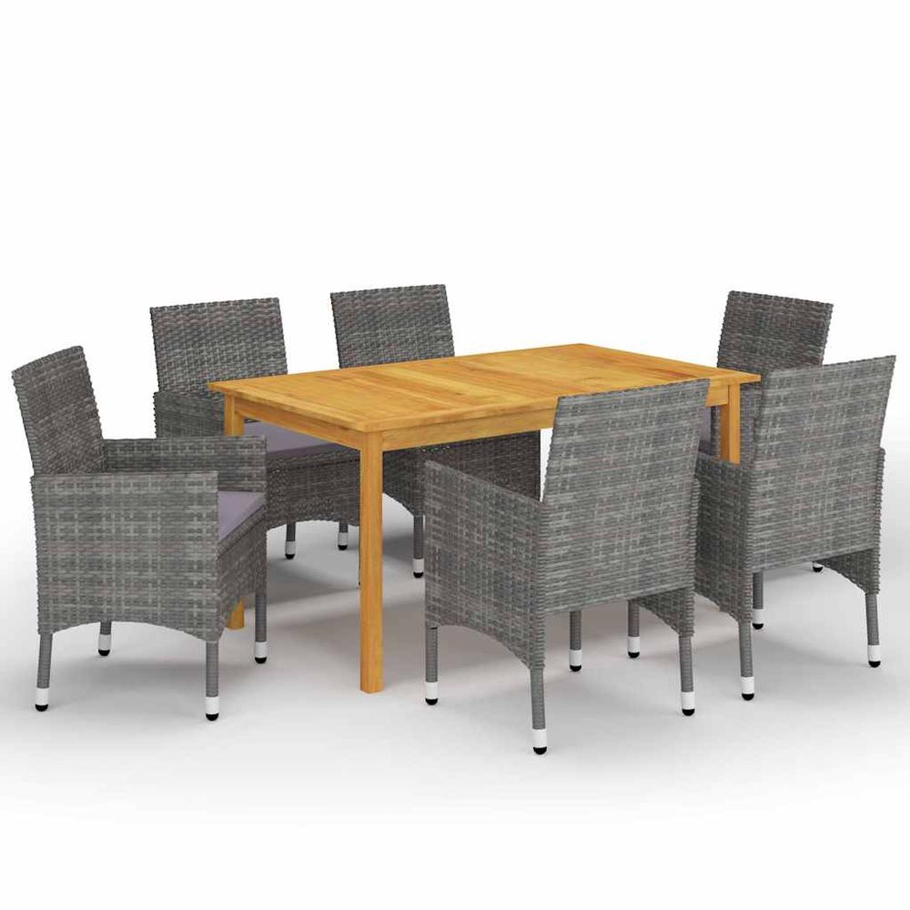 Ensemble à manger de jardin 7 pcs gris
