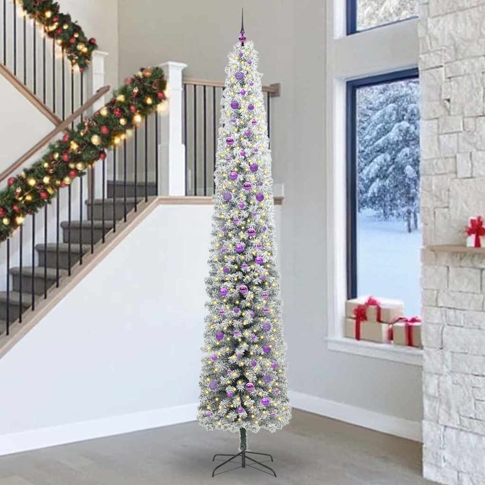 Sapin de noël décoré 3m pour salon, kit lumineux vert avec 300 led et 120 boules