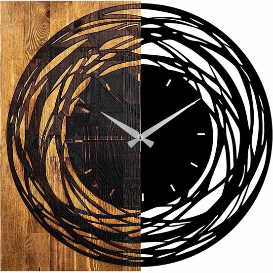 Horloge en bois et métal clock rond