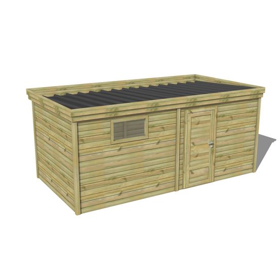 Abri de jardin bois pin traité autoclave 27mm - 5,195x2,64m / 14m2 - bac acier - abri français