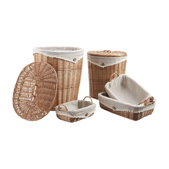 Ensemble paniers à linge et corbeilles en osier (lot de 5)