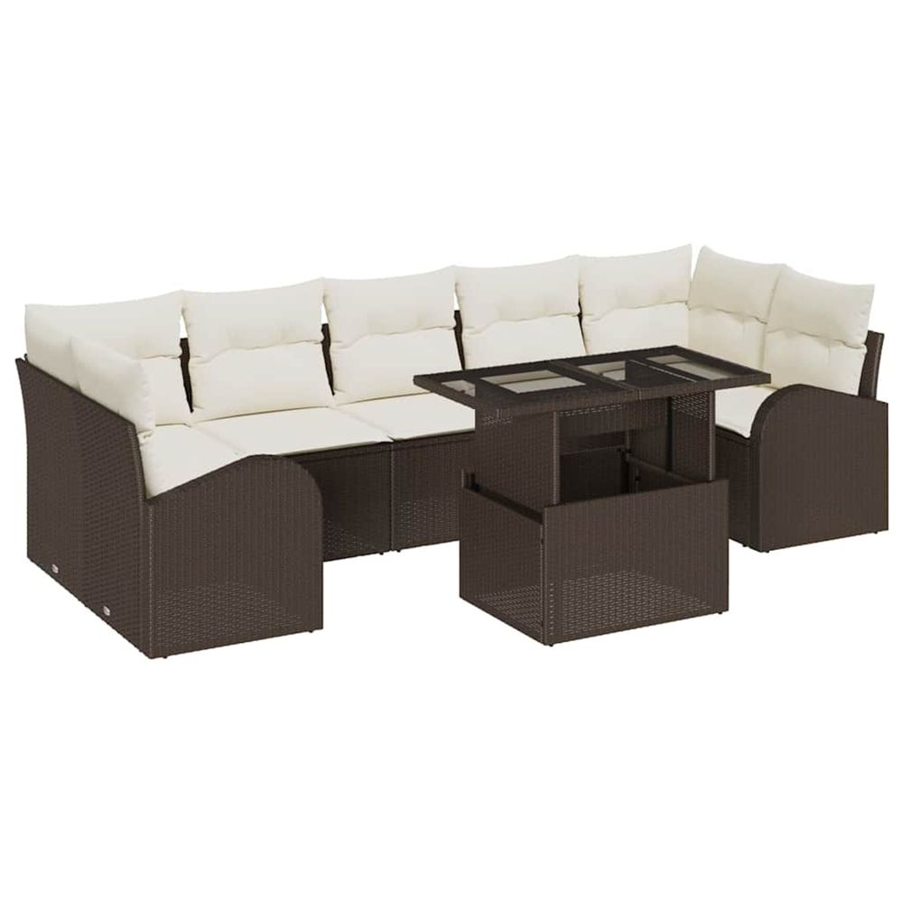 Ensemble de canapé de jardin 8 pièces marron poly rattan