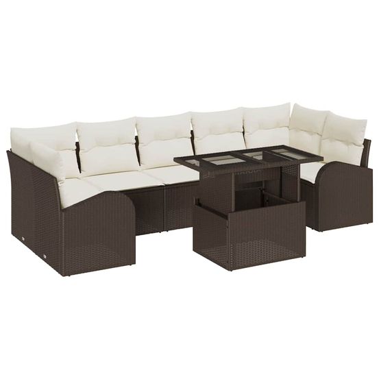 Ensemble de canapé de jardin 8 pièces marron poly rattan