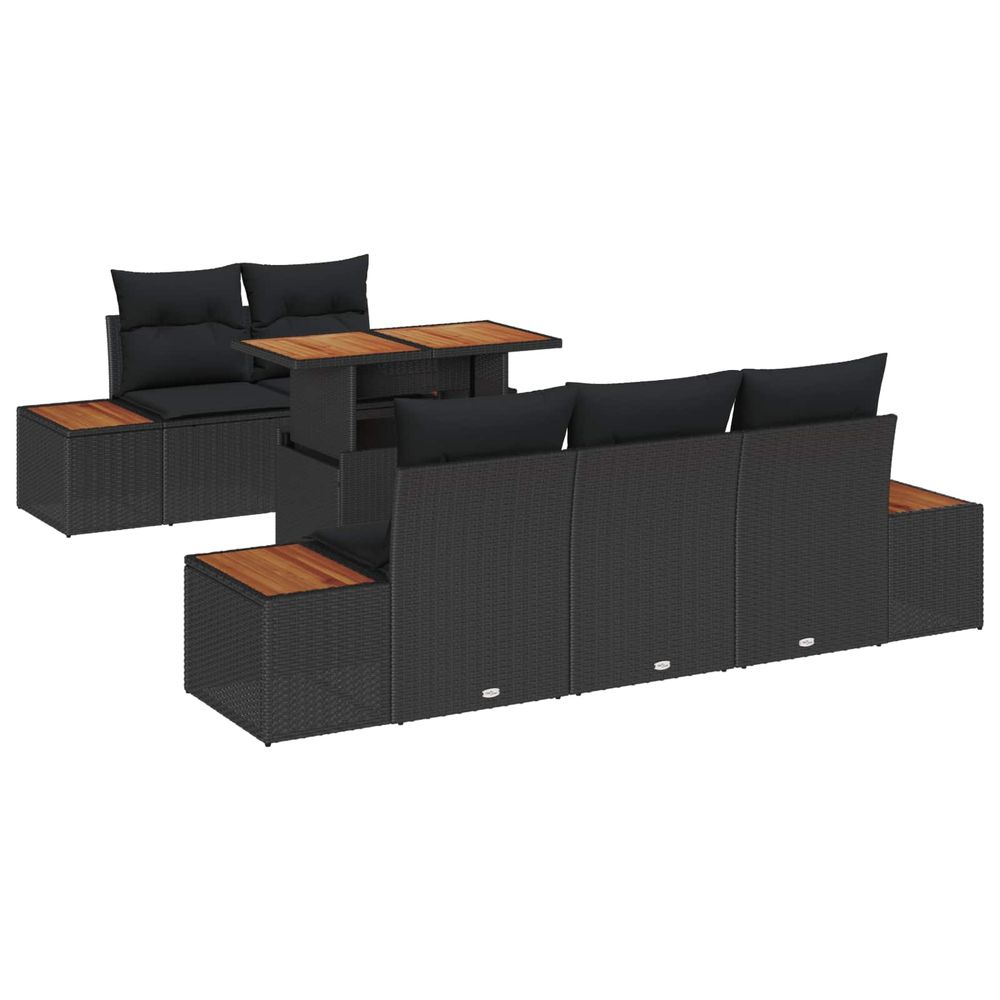 Ensemble de canapé de jardin 6 pc noir poly rotin
