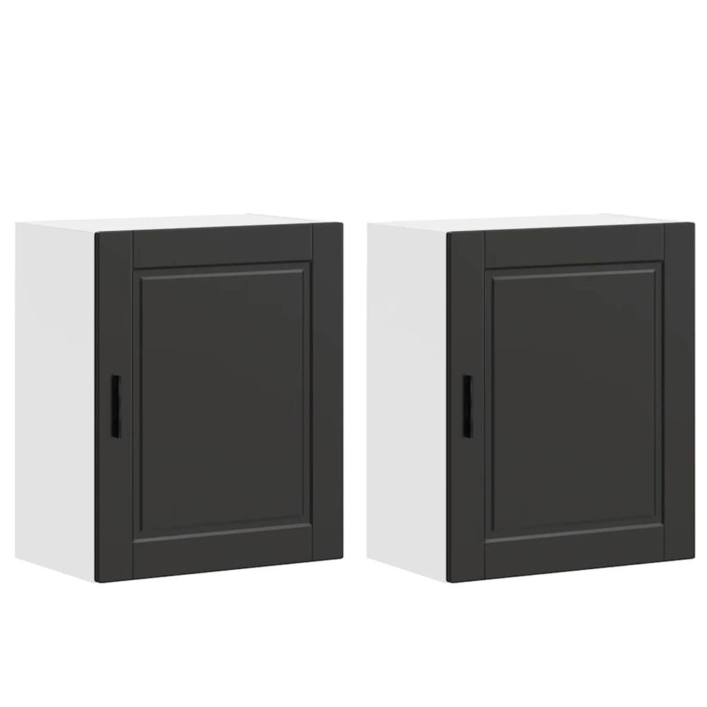 Armoires murales de cuisine 2 pcs porto noir bois d'ingénierie