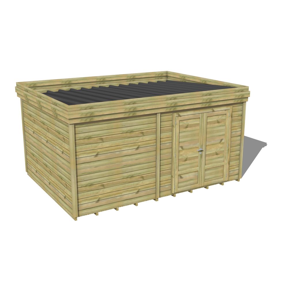 Abri de jardin bois pin traité autoclave 27mm - 4,195x3,44m / 14m2 - bac acier - plancher bois