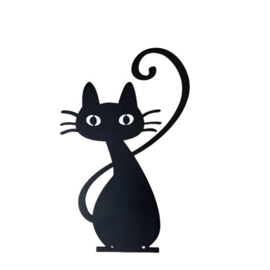 Déco jardin : chat simone métal - noir 64 cm
