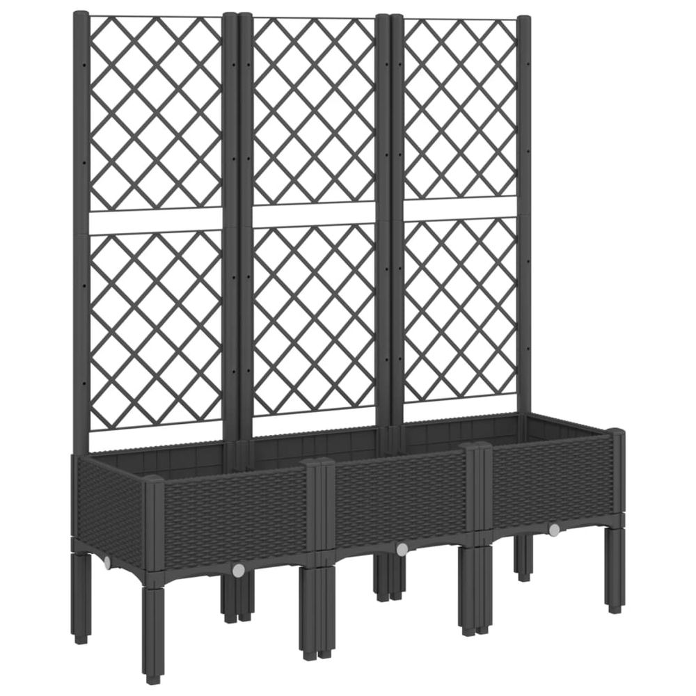 Jardinière avec treillis noir 120x40x142 cm pp