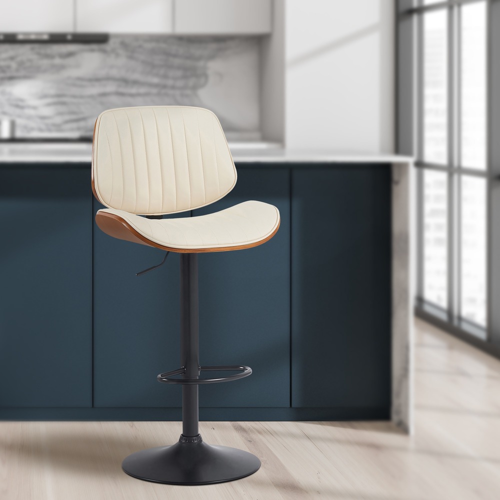 Tabouret de bar clawson simili cuir noir