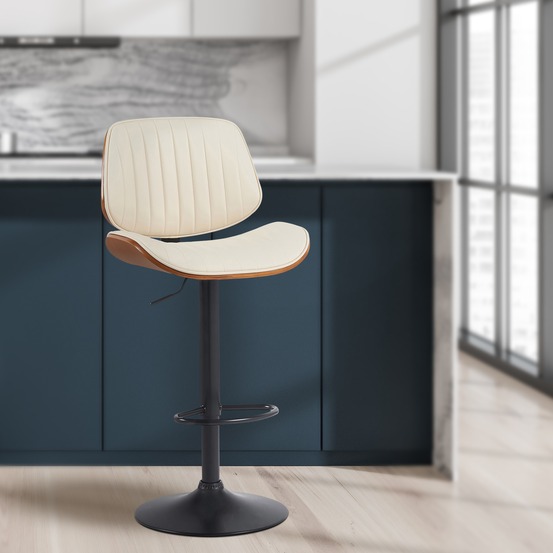 Tabouret de bar clawson simili cuir noir