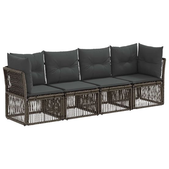 Ensemble de canapé de jardin 4 pc gris polyrotin