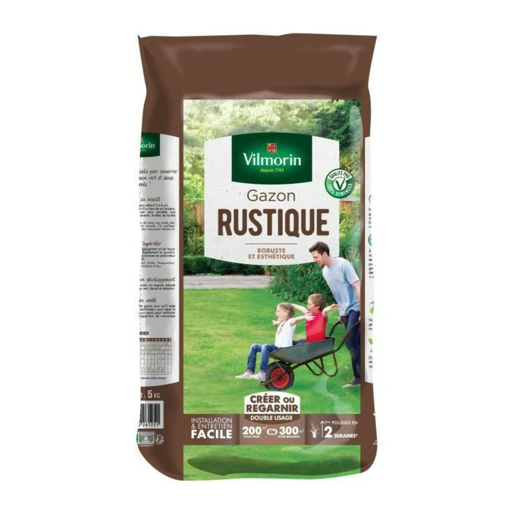 Semences de gazon vilmorin - rustique sac de 5kg - pérenne, dense, robuste et esthétique