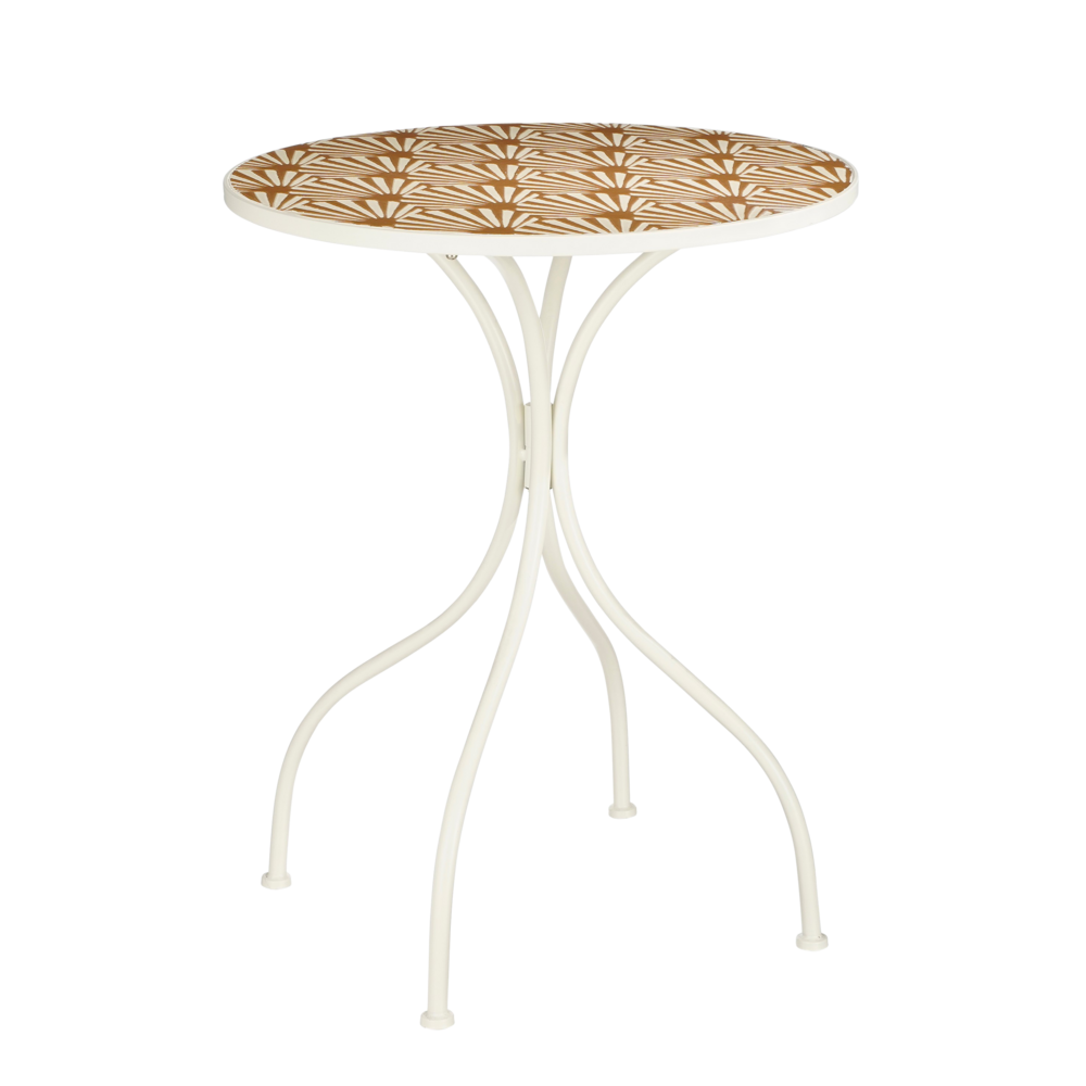 Mica decorations - table de bistrot de jardin en métal marron et blanc d61