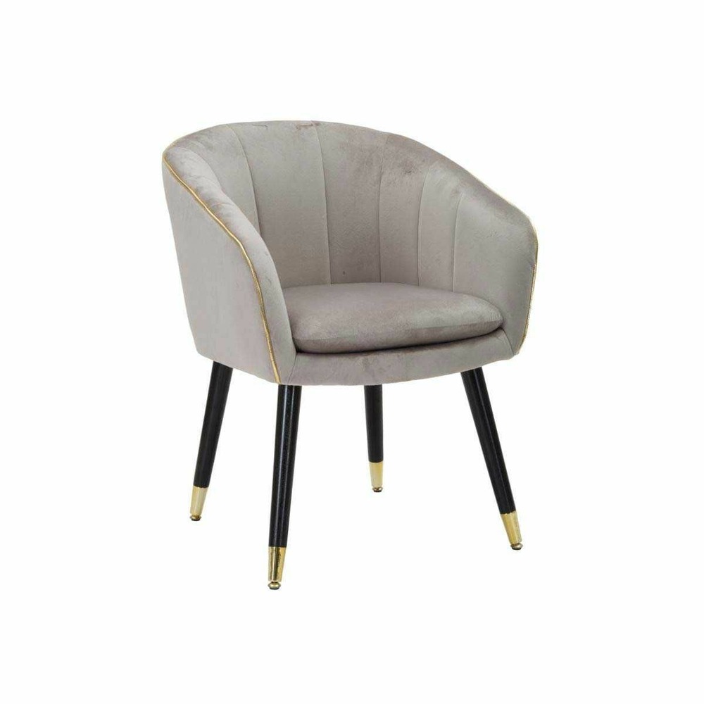 Fauteuil en métal et tissu paris gris - noir et doré