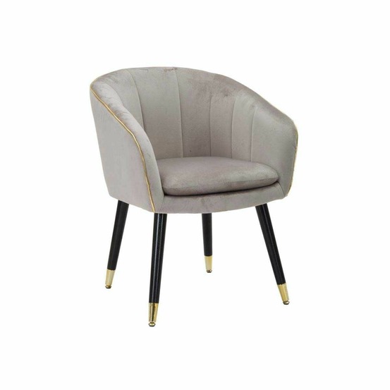 Fauteuil en métal et tissu paris gris - noir et doré