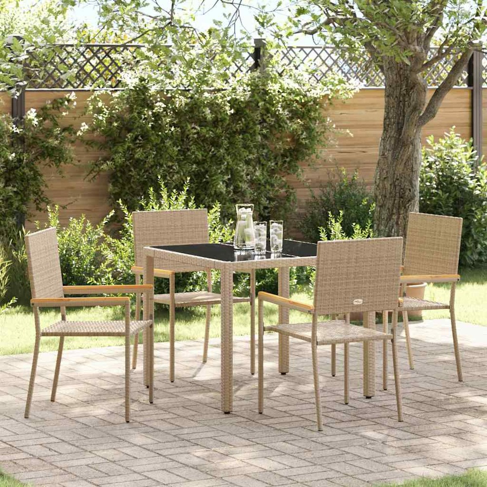 Ensemble de salle à manger pour jardin 5 pcs beige polyrotin