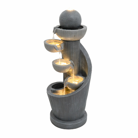 Fontaine de jardin spiral springs avec éclairage led blanc chaud & brosse à nettoyage