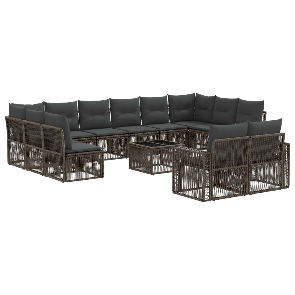 Ensemble de canapé de jardin 13 pc gris et gris foncé polyrotin