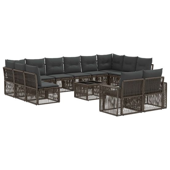 Ensemble de canapé de jardin 13 pc gris et gris foncé polyrotin