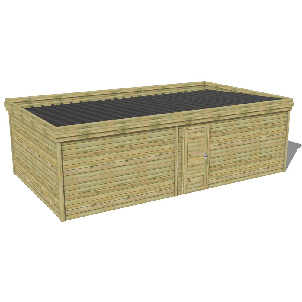Abri de jardin bois pin traité autoclave 27mm - 7,695x4,34m / 33m2 - bac acier - abri français