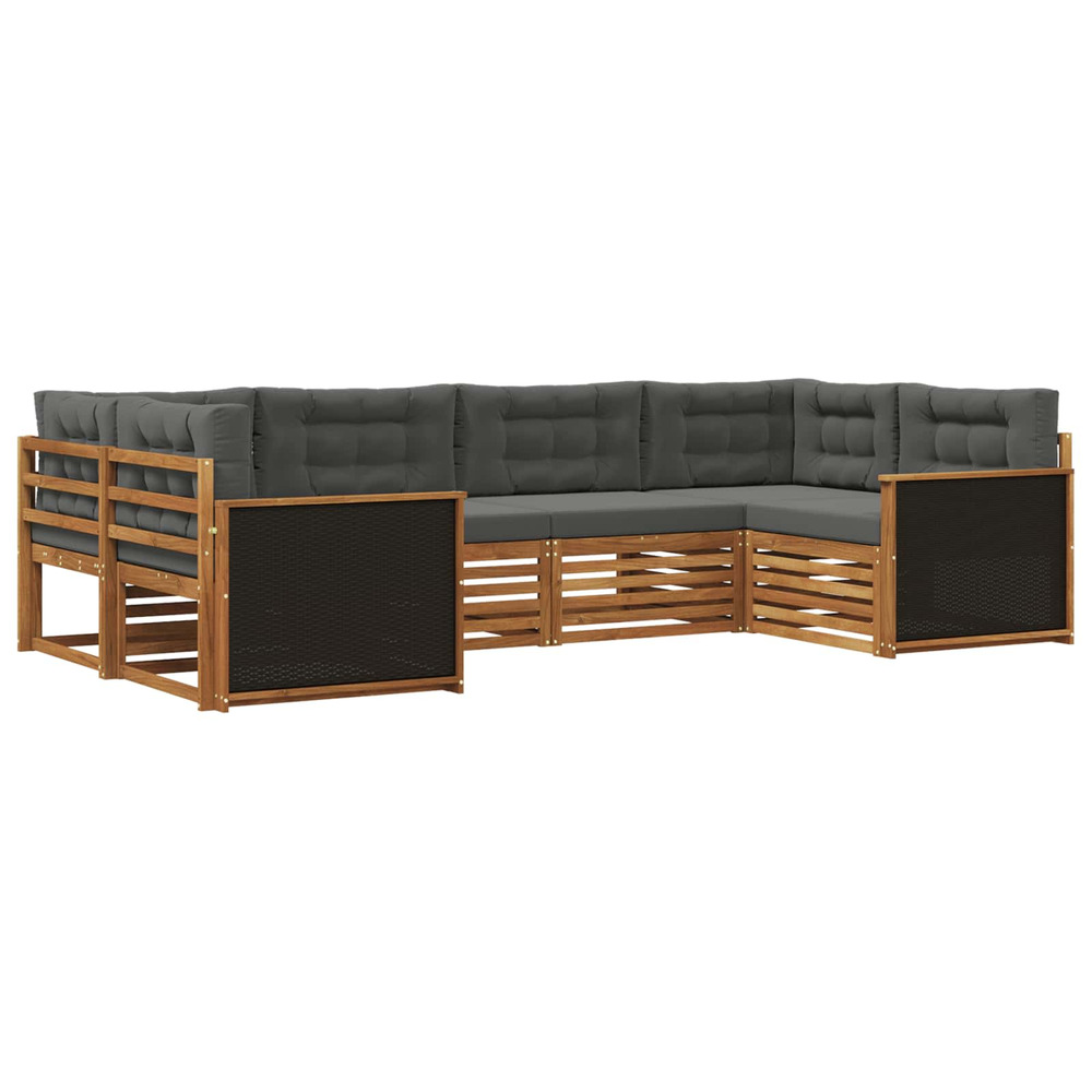 Ensemble de canapés d'extérieur 6 pcs naturel et anthracite