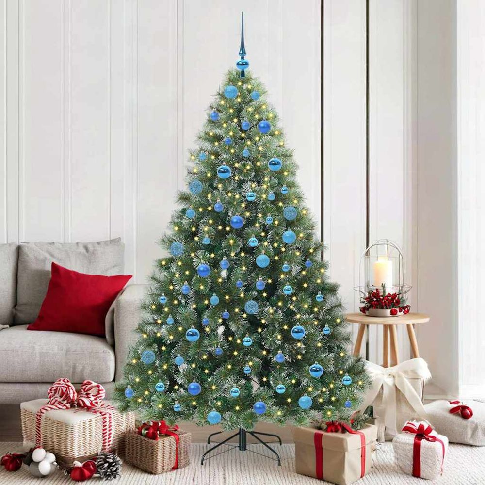 Sapin de noël complet lumineux 120 boules argent pe/pvc 180 cm